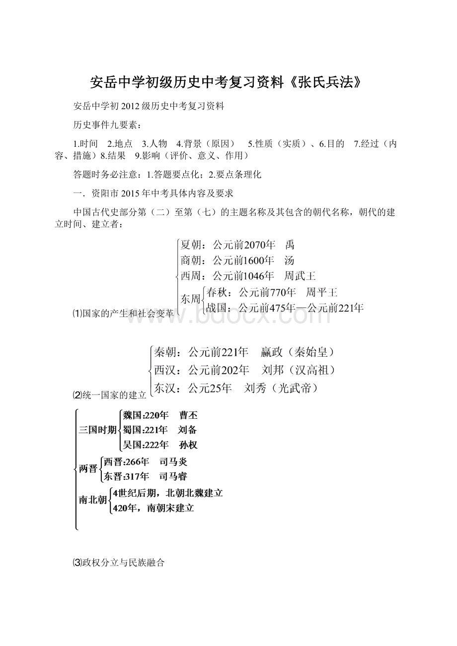 安岳中学初级历史中考复习资料《张氏兵法》文档格式.docx_第1页