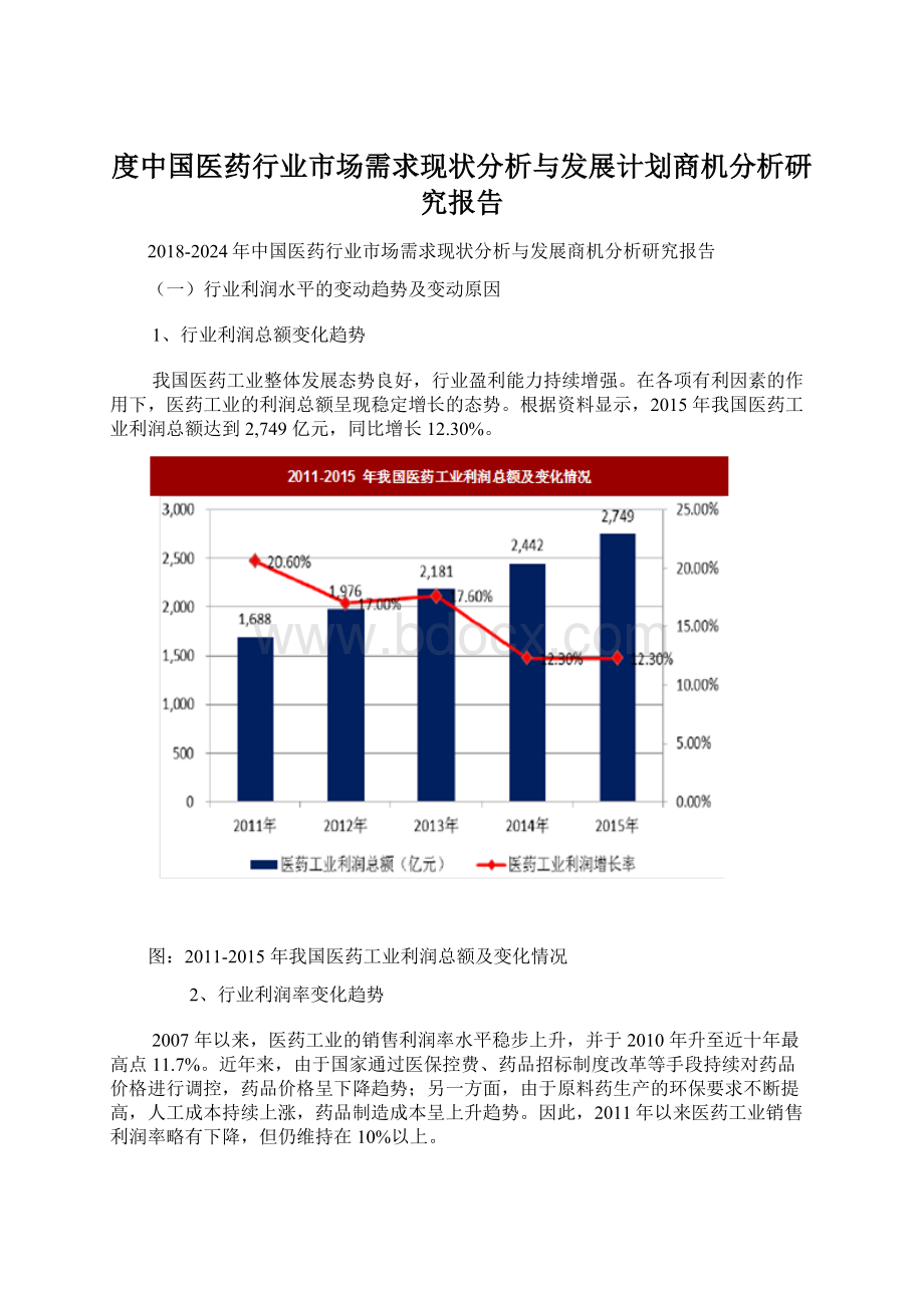 度中国医药行业市场需求现状分析与发展计划商机分析研究报告Word格式.docx_第1页