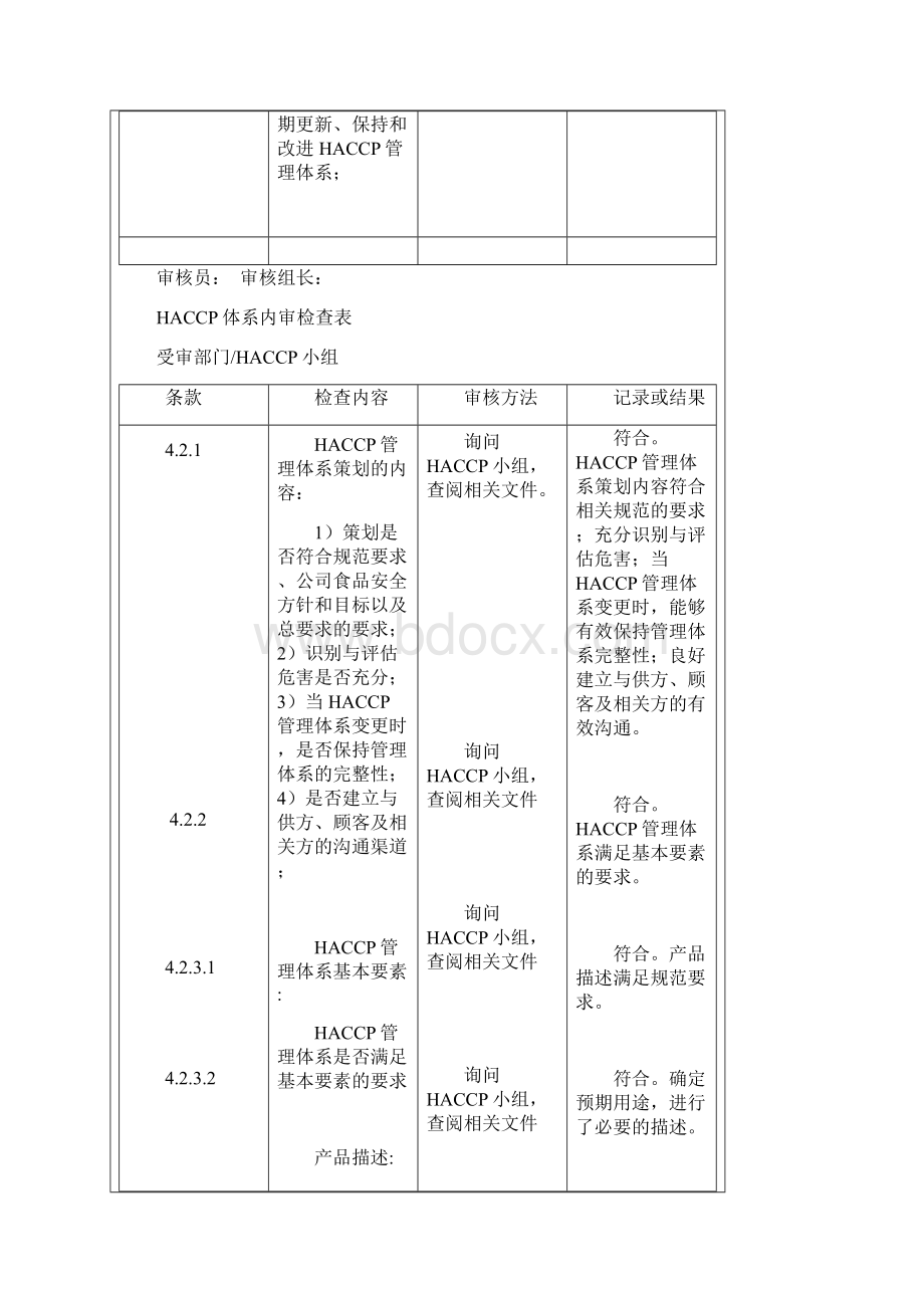 HACCP体系内审检查表Word格式.docx_第3页