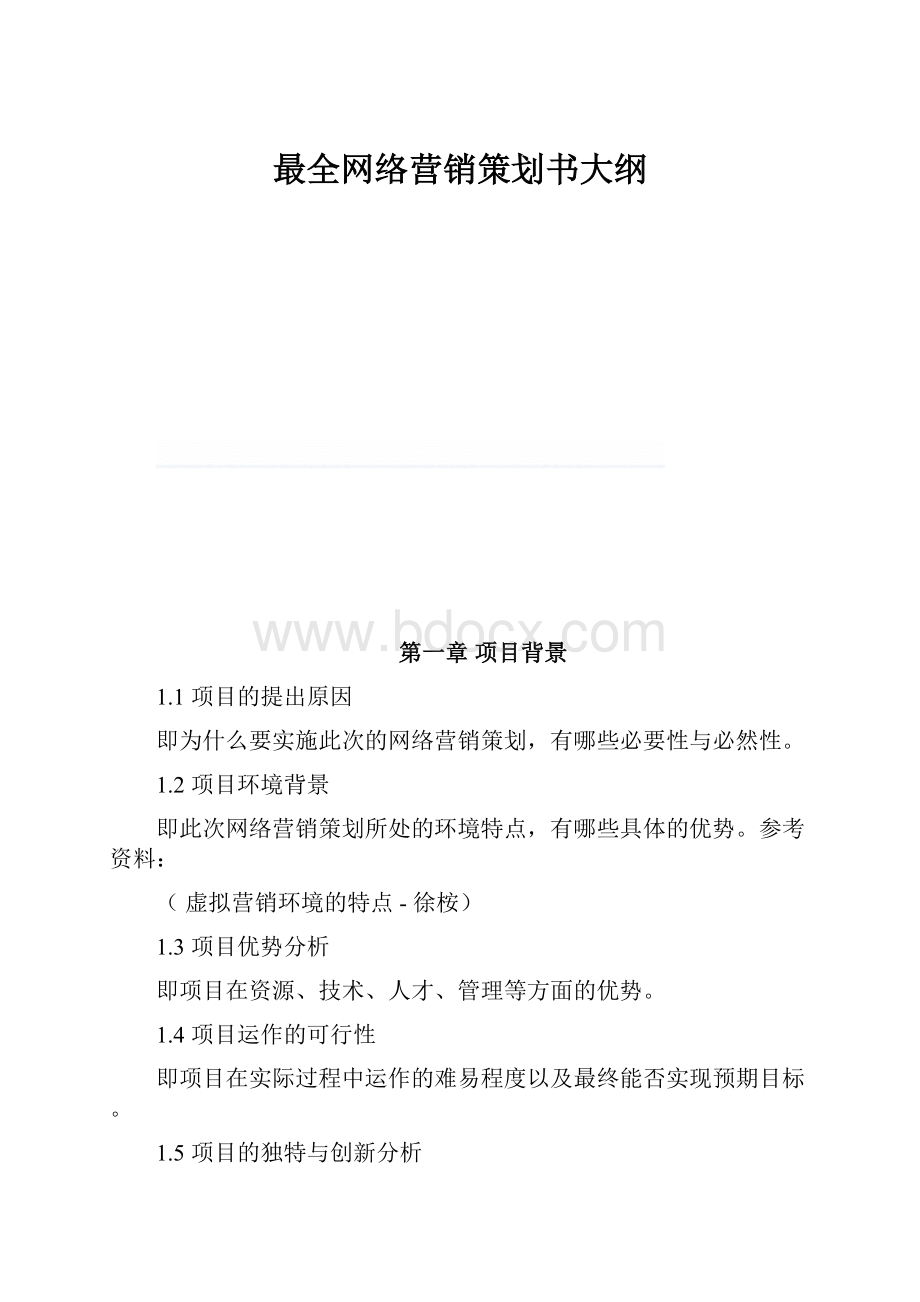 最全网络营销策划书大纲Word文档格式.docx