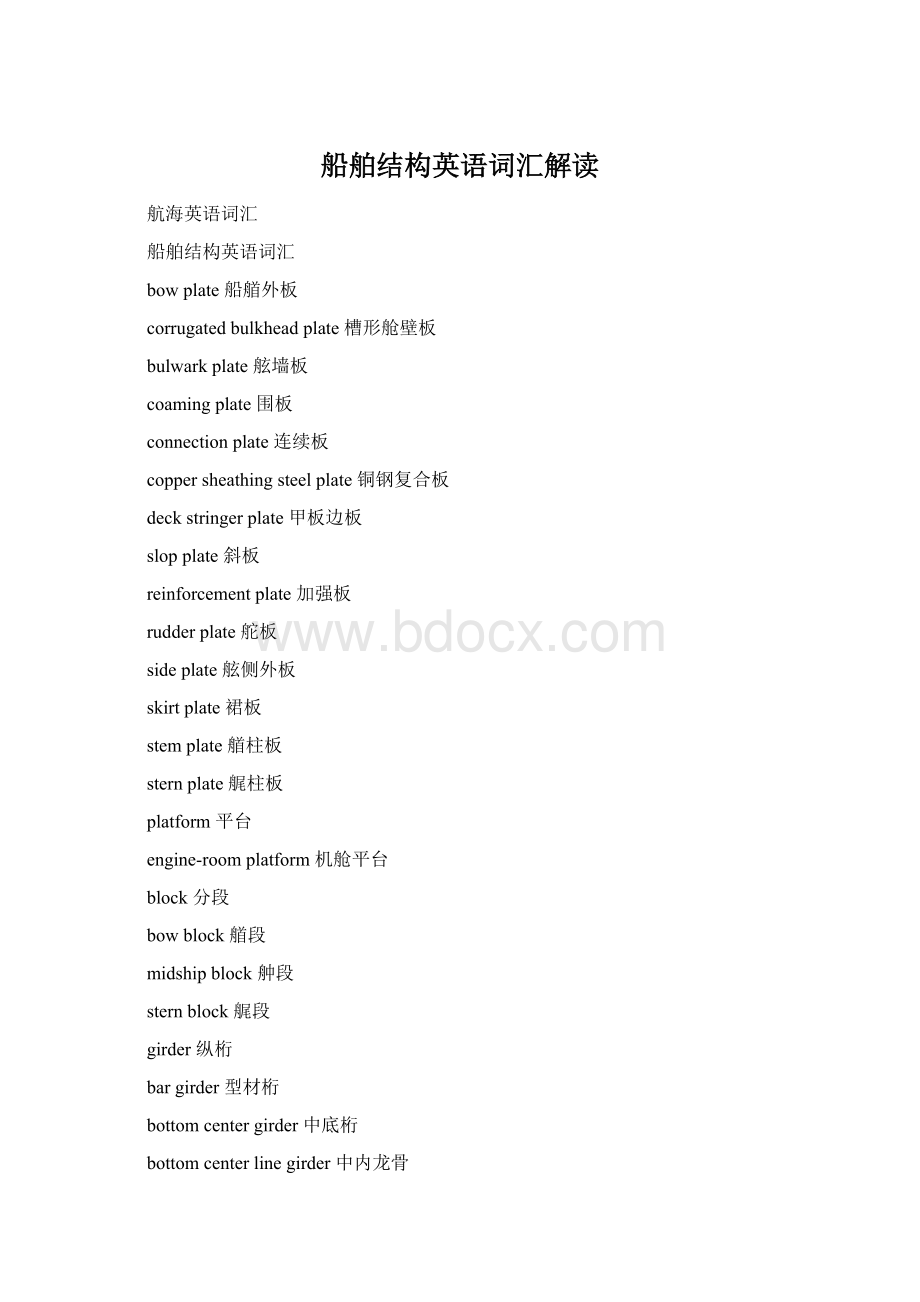 船舶结构英语词汇解读Word文档格式.docx_第1页