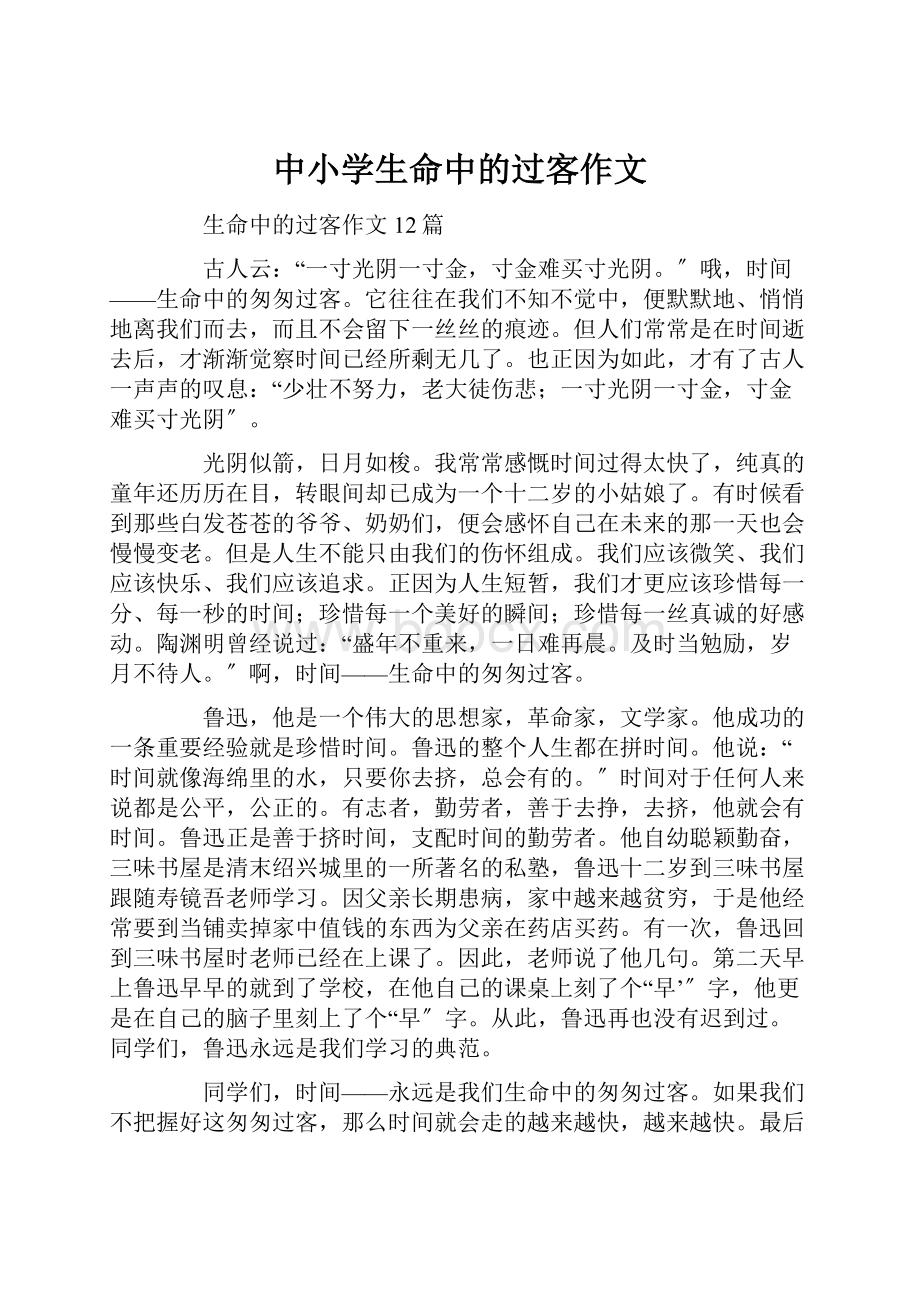 中小学生命中的过客作文Word文档格式.docx