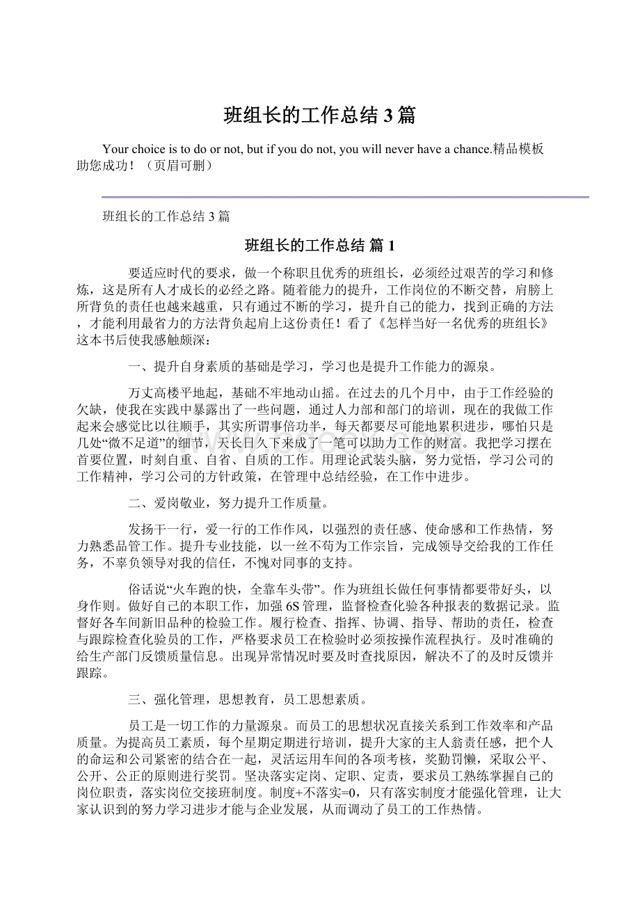 班组长的工作总结3篇文档格式.docx