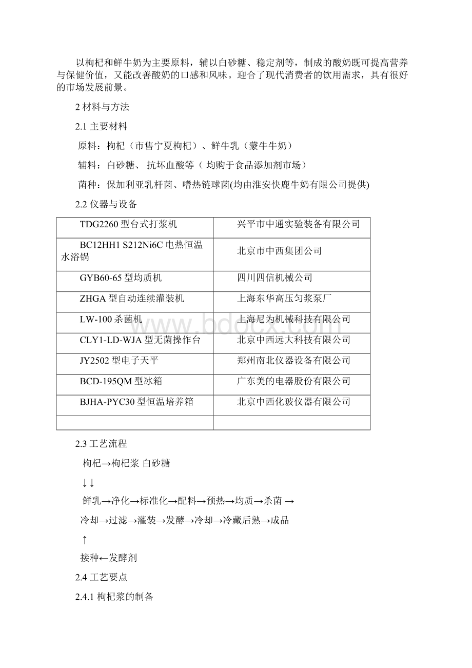 枸杞酸奶的研制正文Word文档下载推荐.docx_第2页