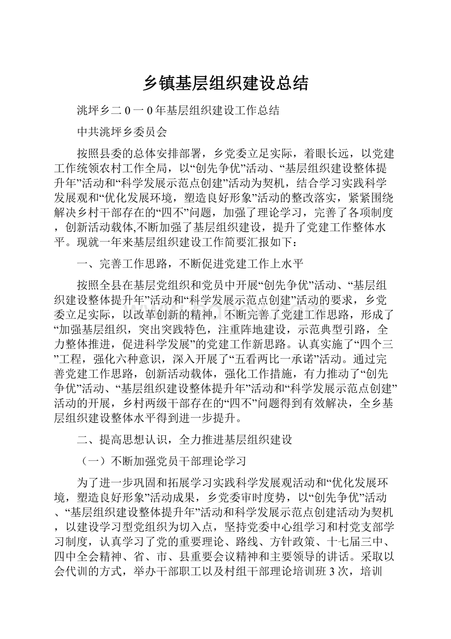 乡镇基层组织建设总结Word格式.docx