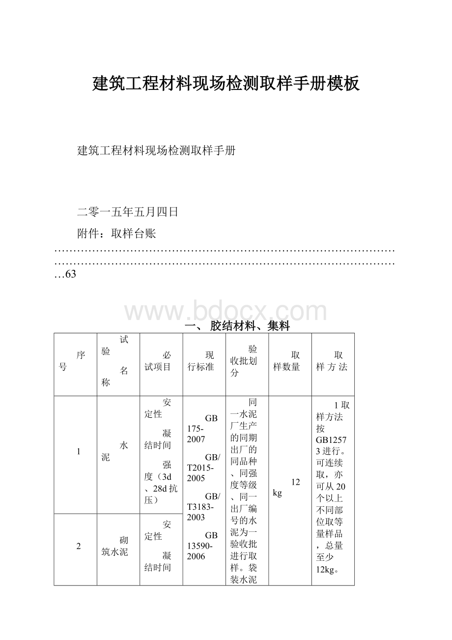 建筑工程材料现场检测取样手册模板.docx_第1页