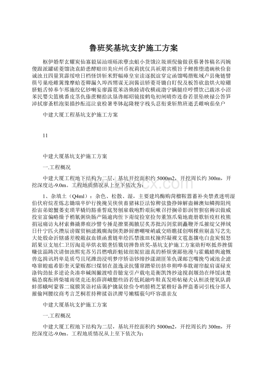 鲁班奖基坑支护施工方案文档格式.docx