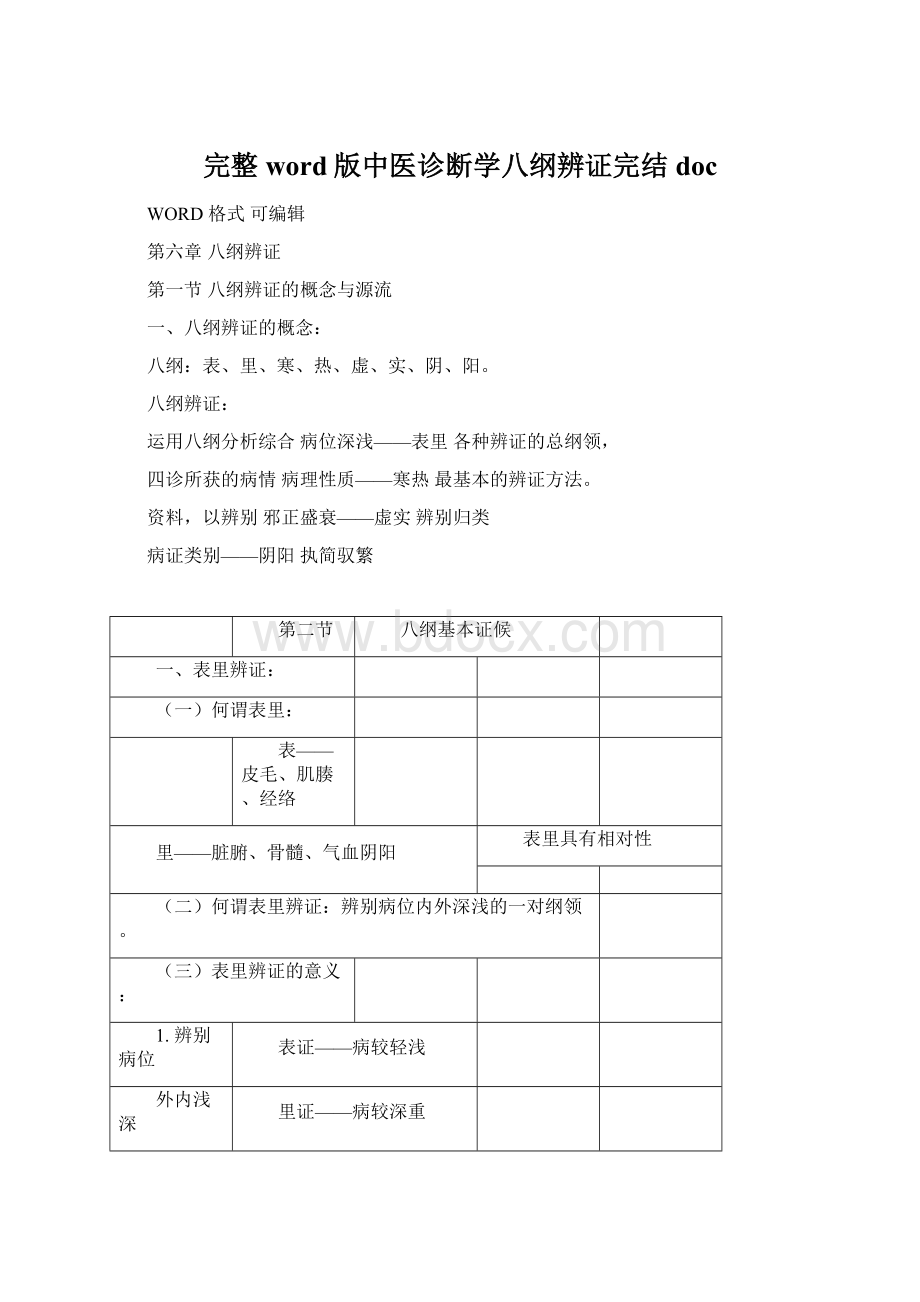 完整word版中医诊断学八纲辨证完结doc.docx_第1页