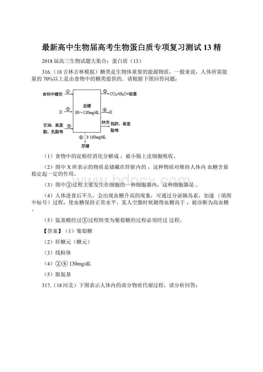 最新高中生物届高考生物蛋白质专项复习测试13 精Word文件下载.docx