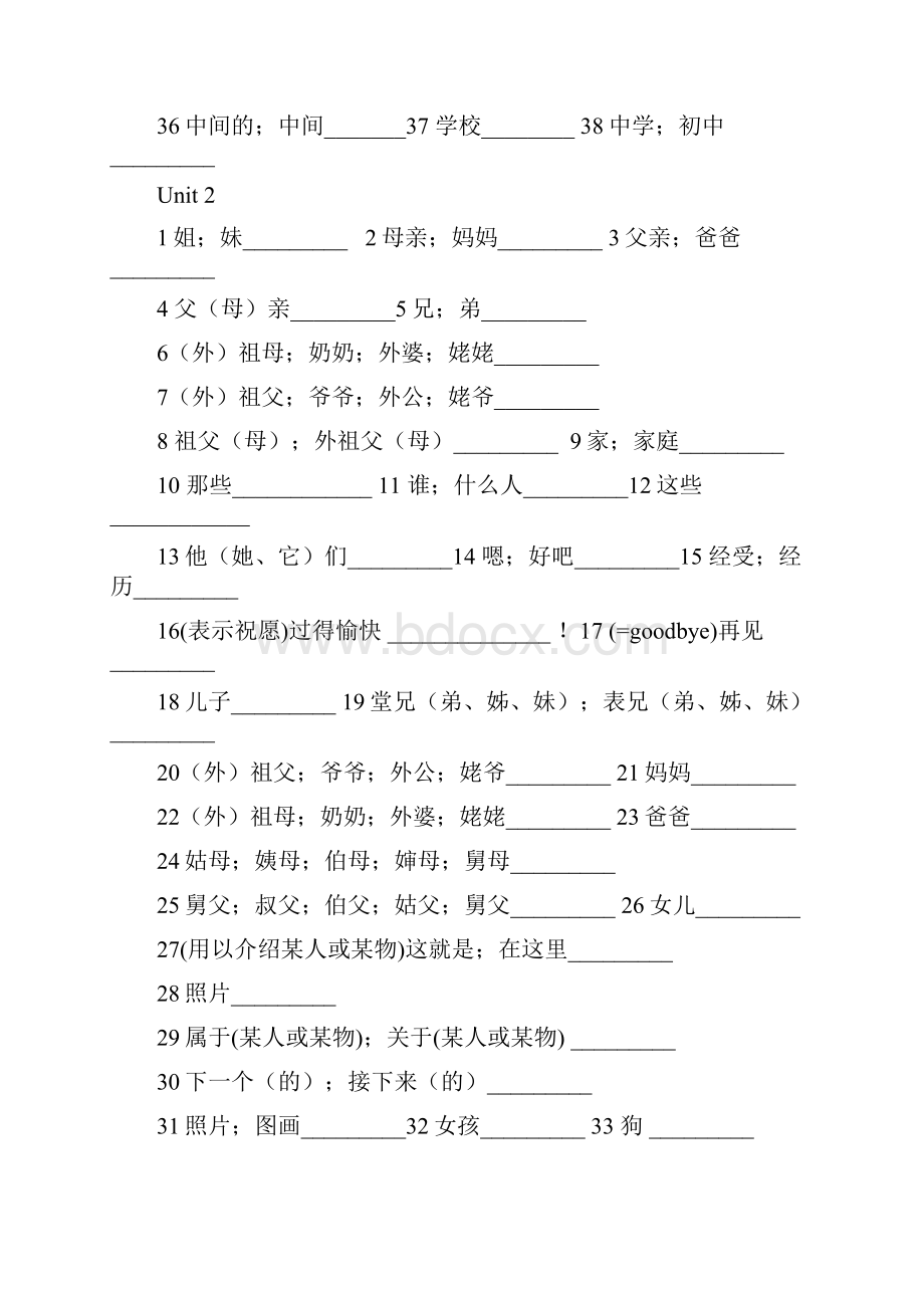 最新人教版七年级上册英语单词中文版.docx_第3页