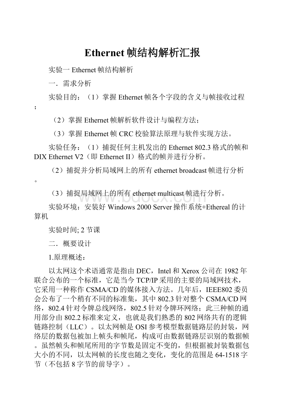 Ethernet帧结构解析汇报文档格式.docx_第1页