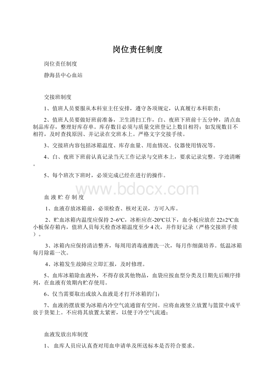 岗位责任制度Word格式文档下载.docx