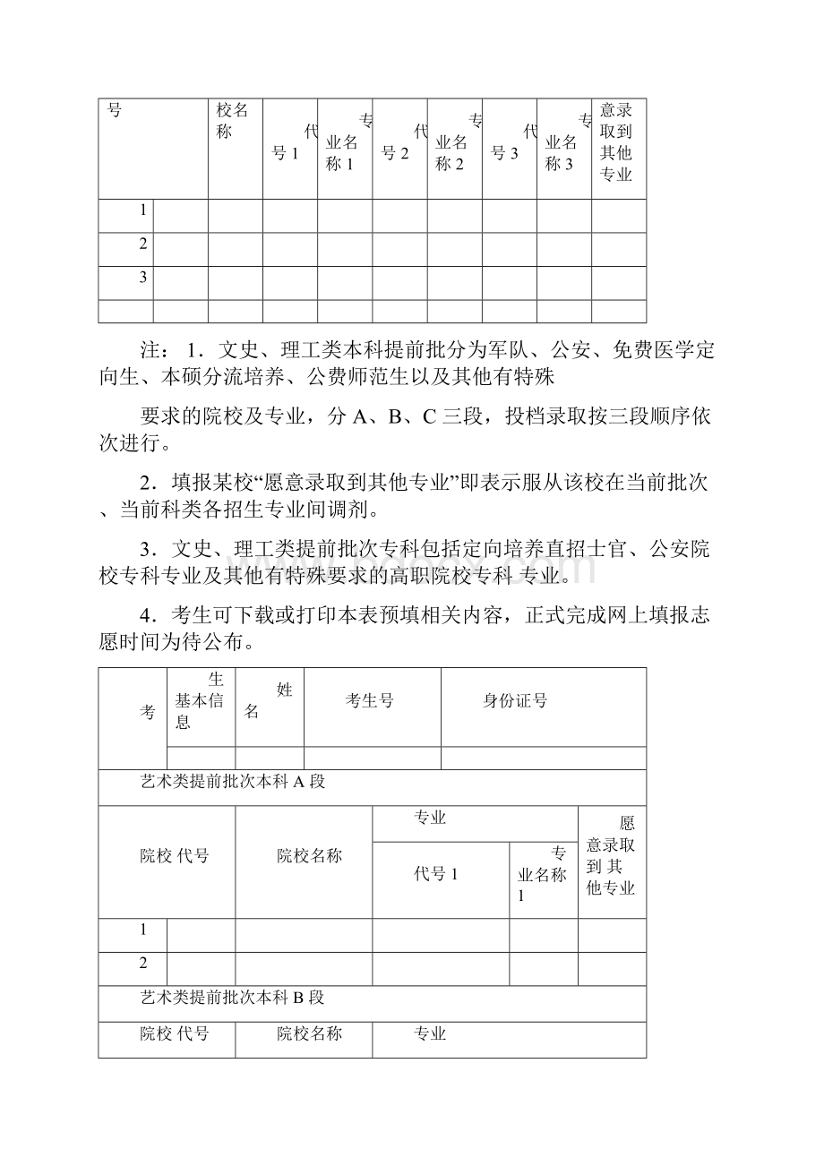 版普通高校招生志愿预填表样表.docx_第2页