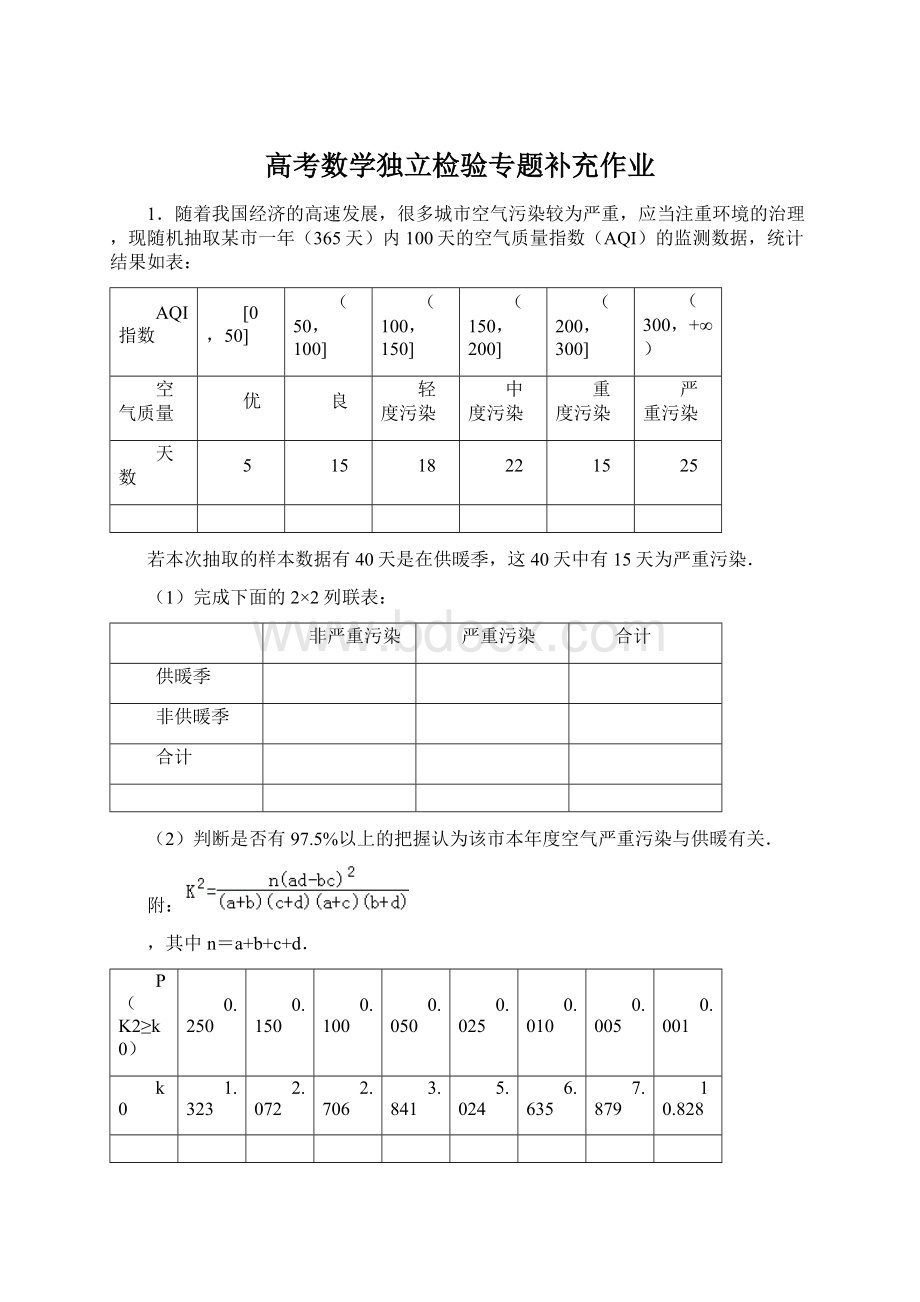 高考数学独立检验专题补充作业.docx_第1页