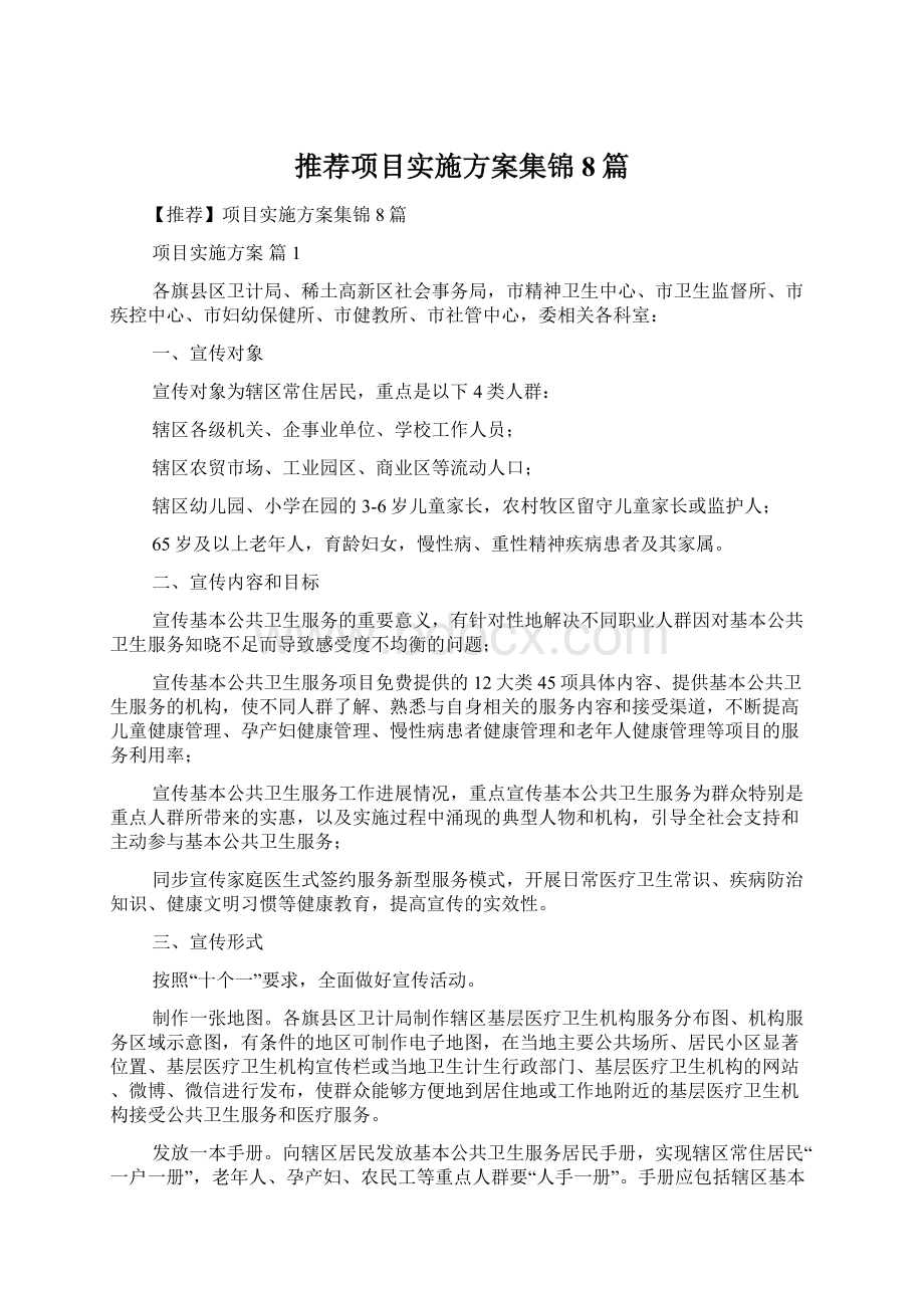 推荐项目实施方案集锦8篇.docx