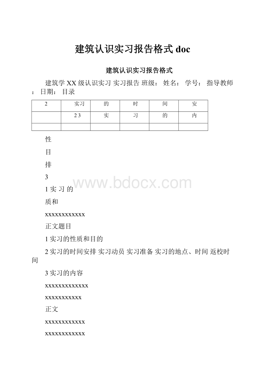 建筑认识实习报告格式doc.docx_第1页