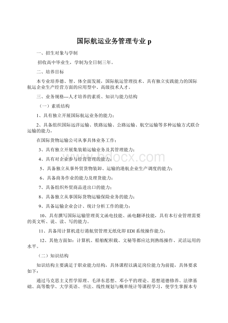 国际航运业务管理专业pWord格式文档下载.docx_第1页