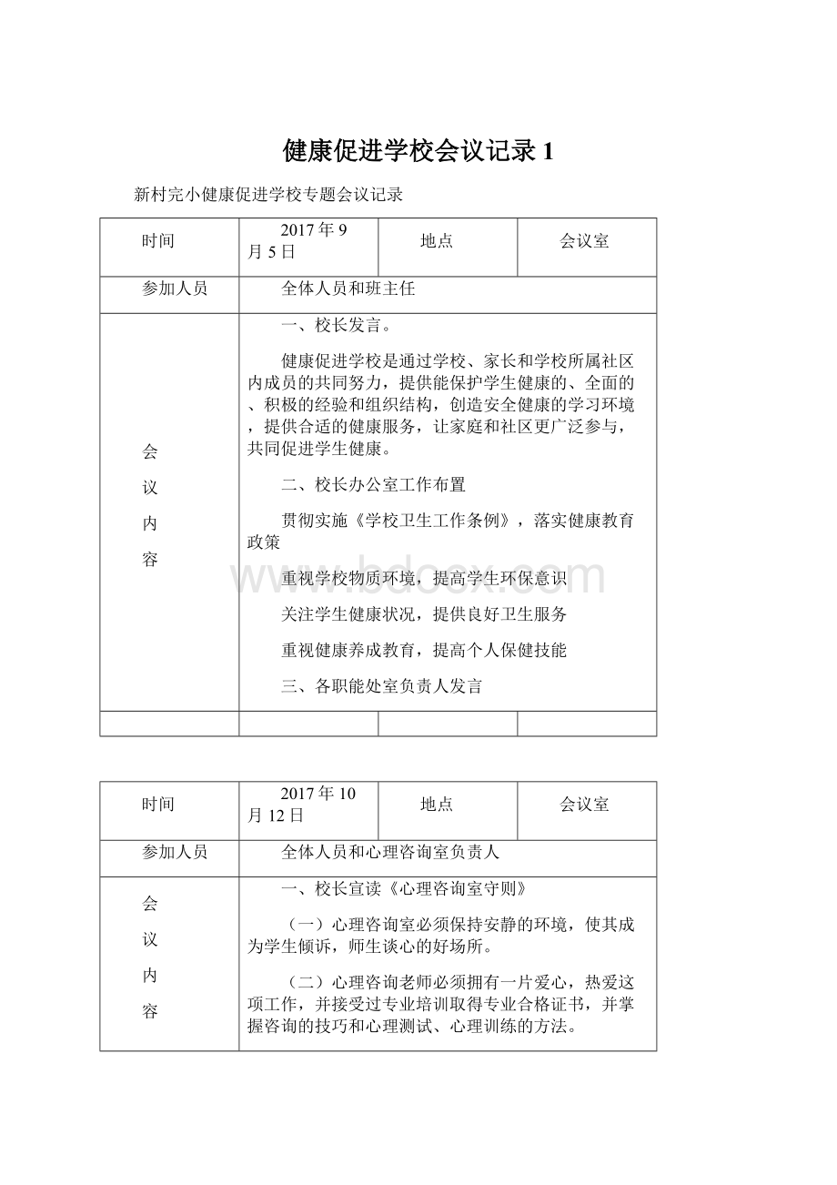 健康促进学校会议记录1Word文档格式.docx