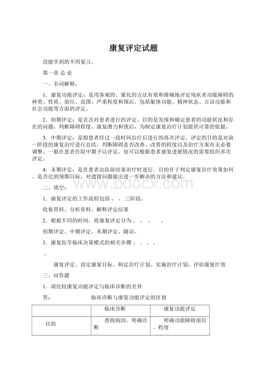 康复评定试题Word文档格式.docx