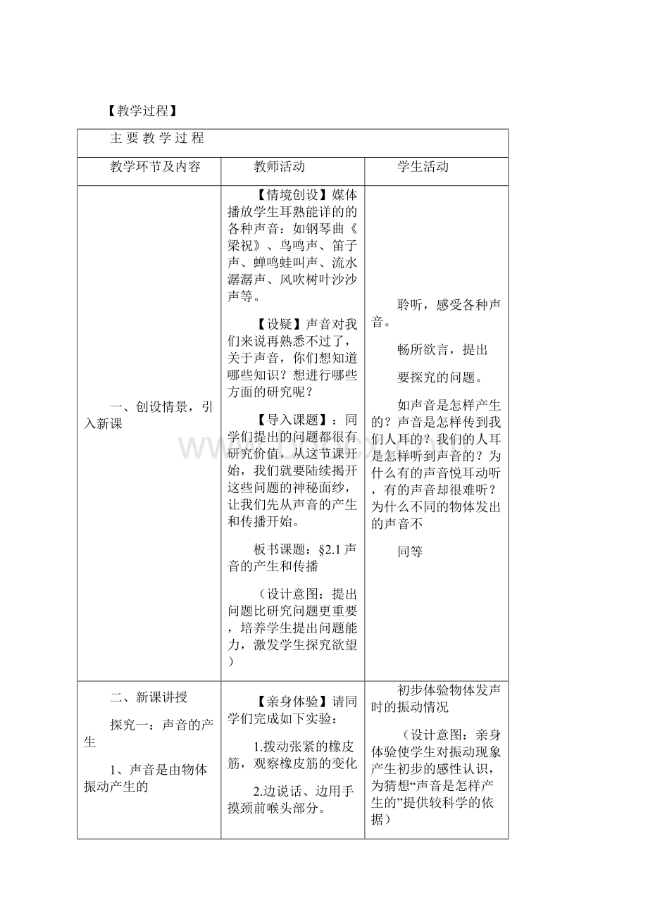 物理人教版八年级上册21声音的产生与传播教学设计.docx_第2页