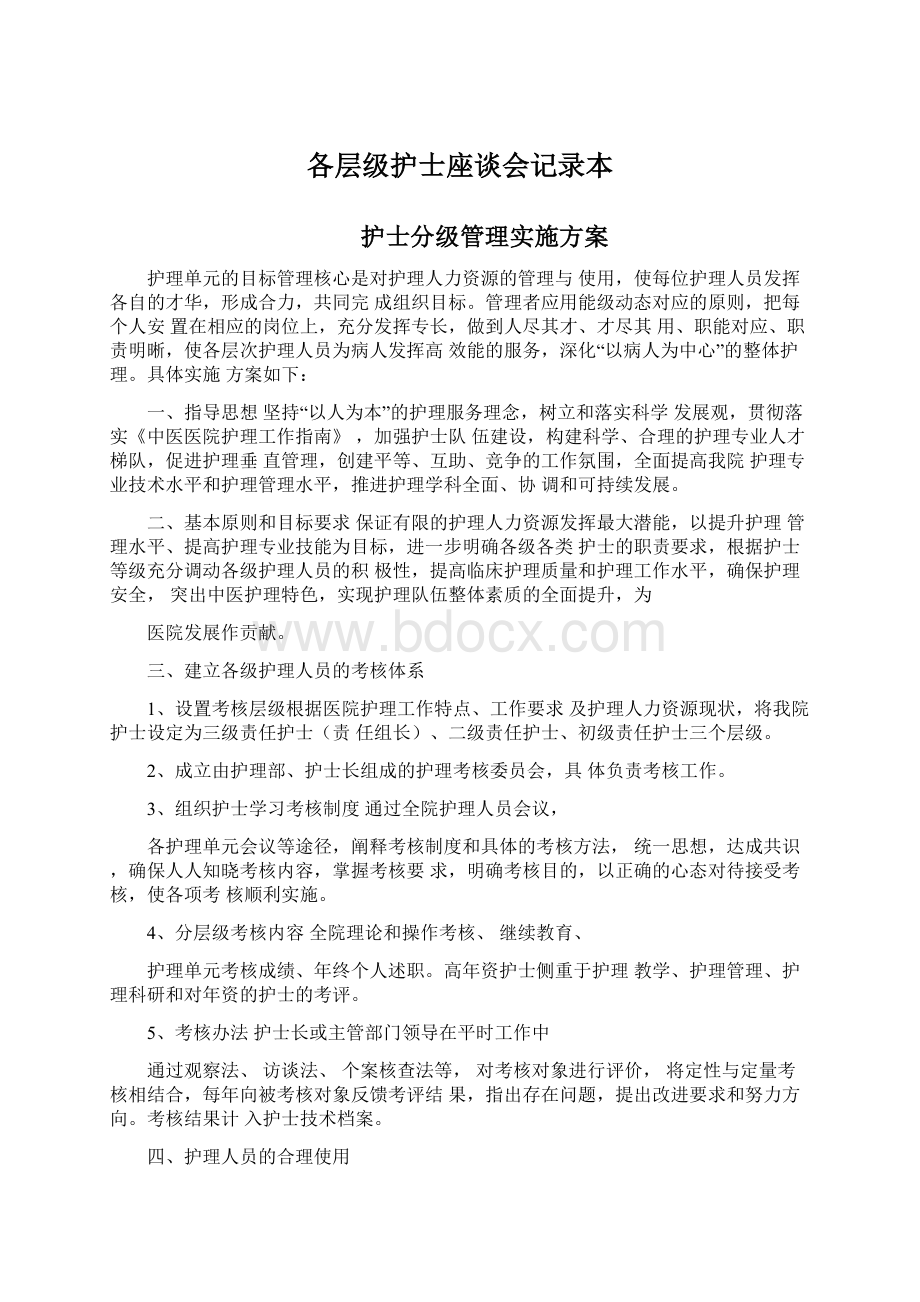 各层级护士座谈会记录本Word文档下载推荐.docx