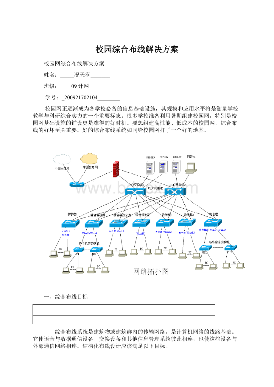 校园综合布线解决方案Word下载.docx