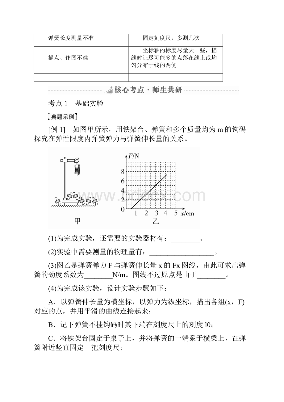 版高考物理总复习实验创新增分专题二探究弹力和弹簧伸长的关系学案.docx_第3页