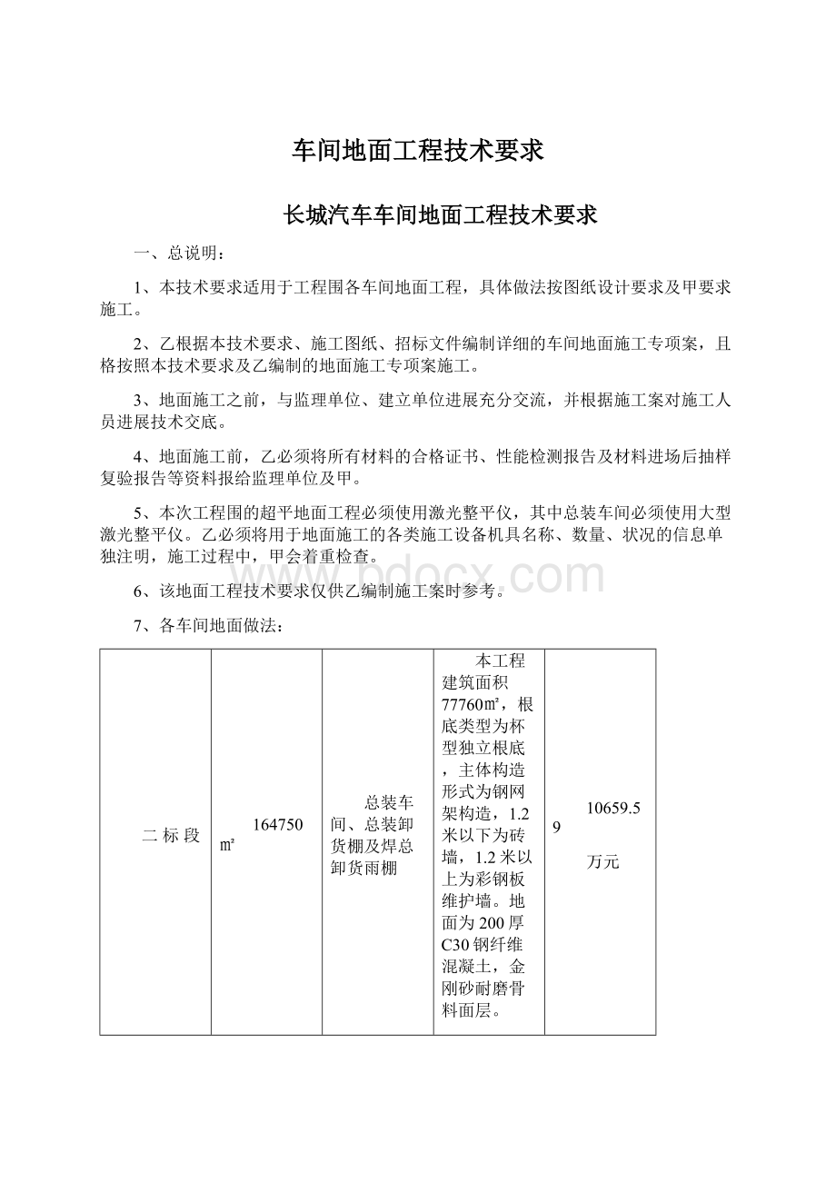 车间地面工程技术要求.docx