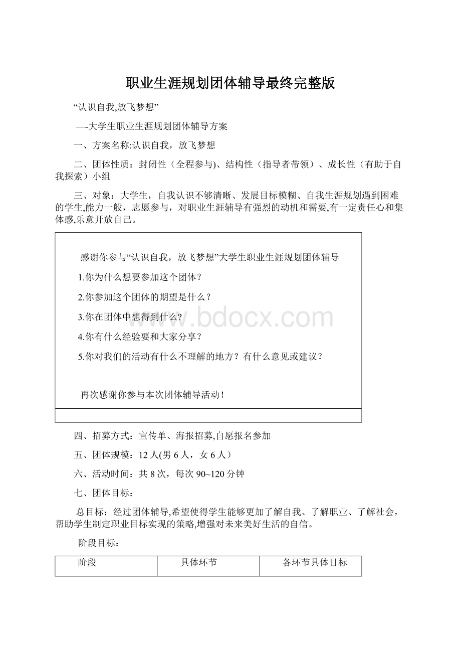 职业生涯规划团体辅导最终完整版.docx_第1页