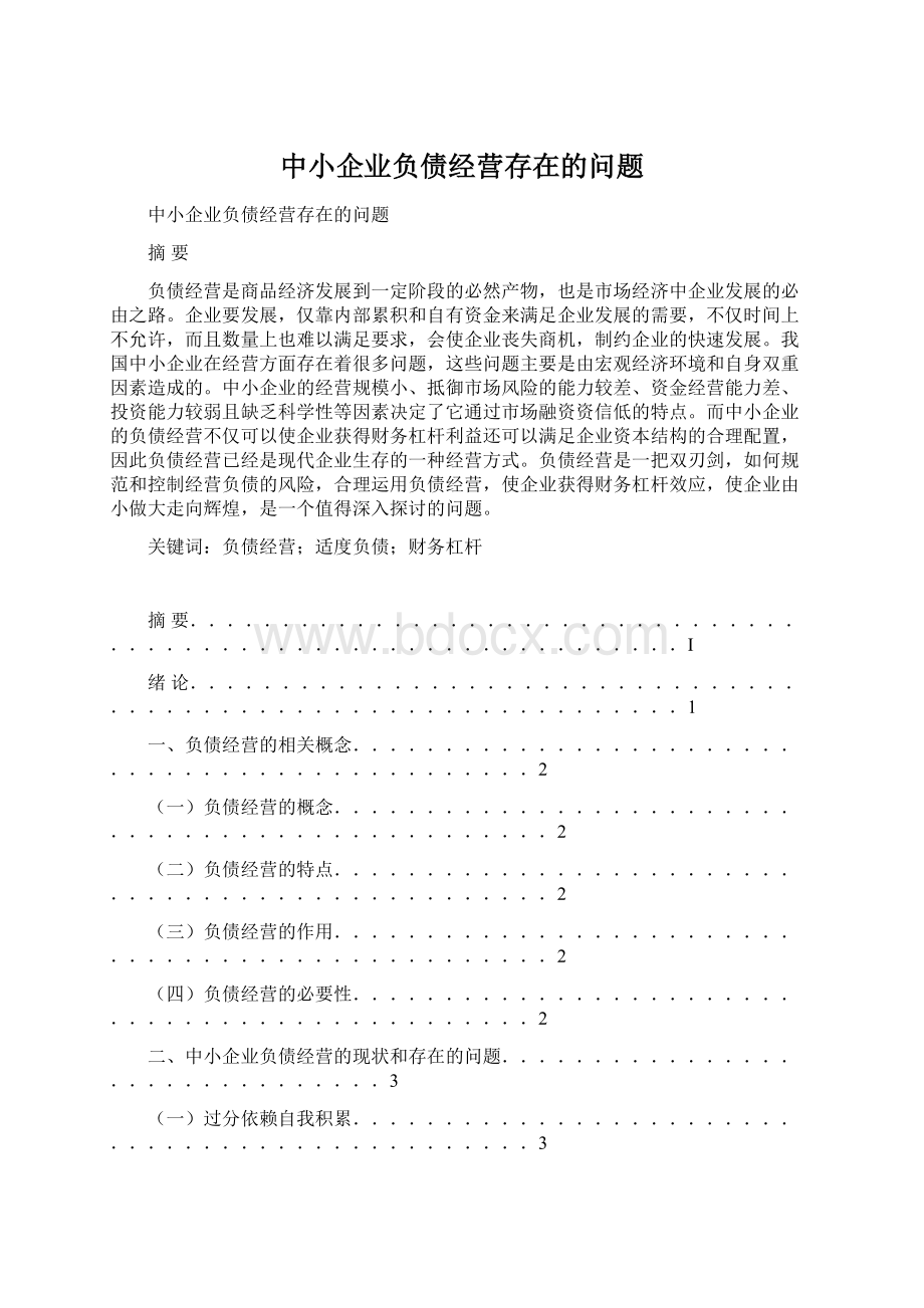 中小企业负债经营存在的问题Word文档格式.docx