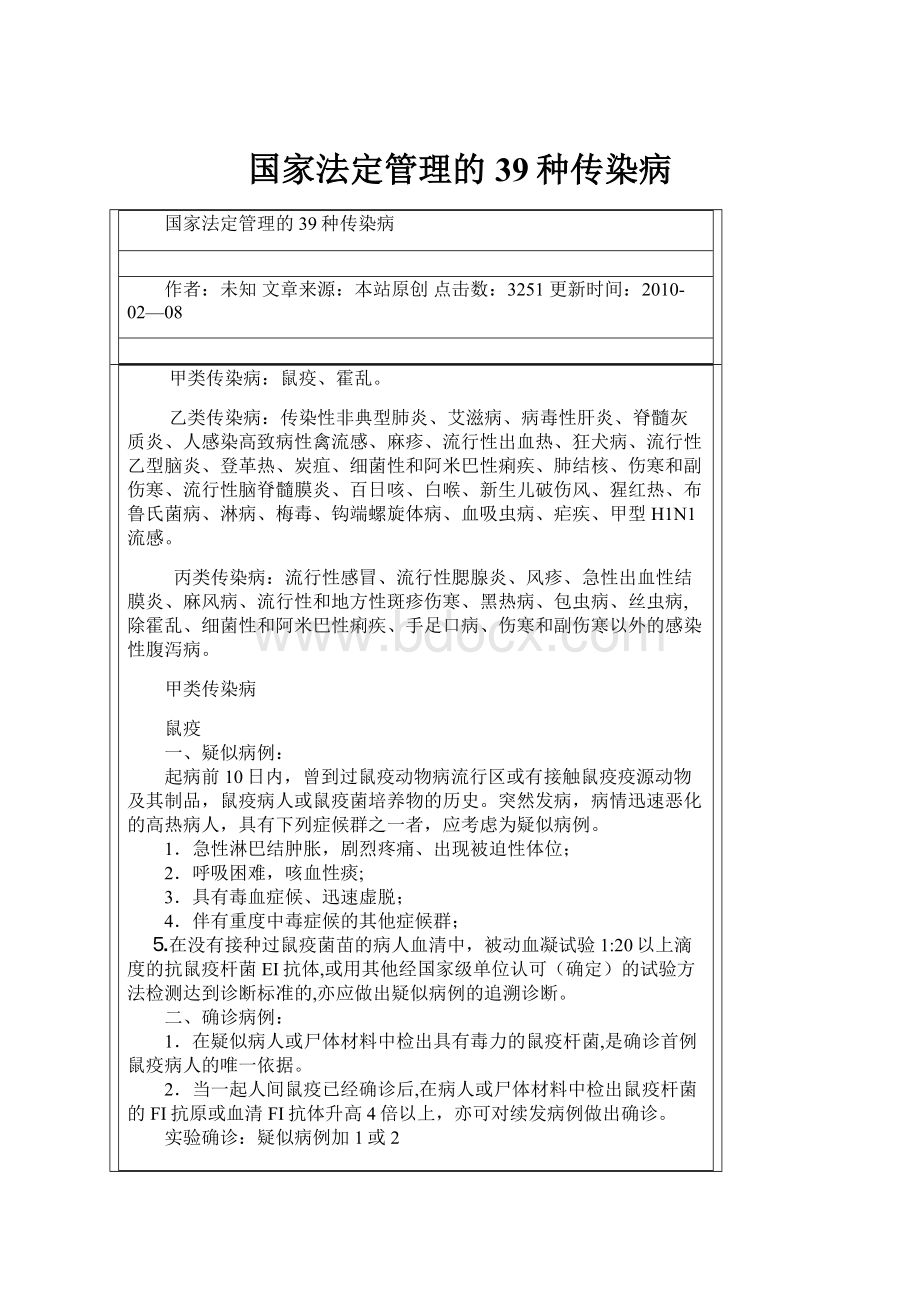 国家法定管理的39种传染病.docx_第1页