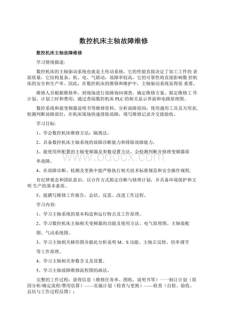 数控机床主轴故障维修.docx_第1页