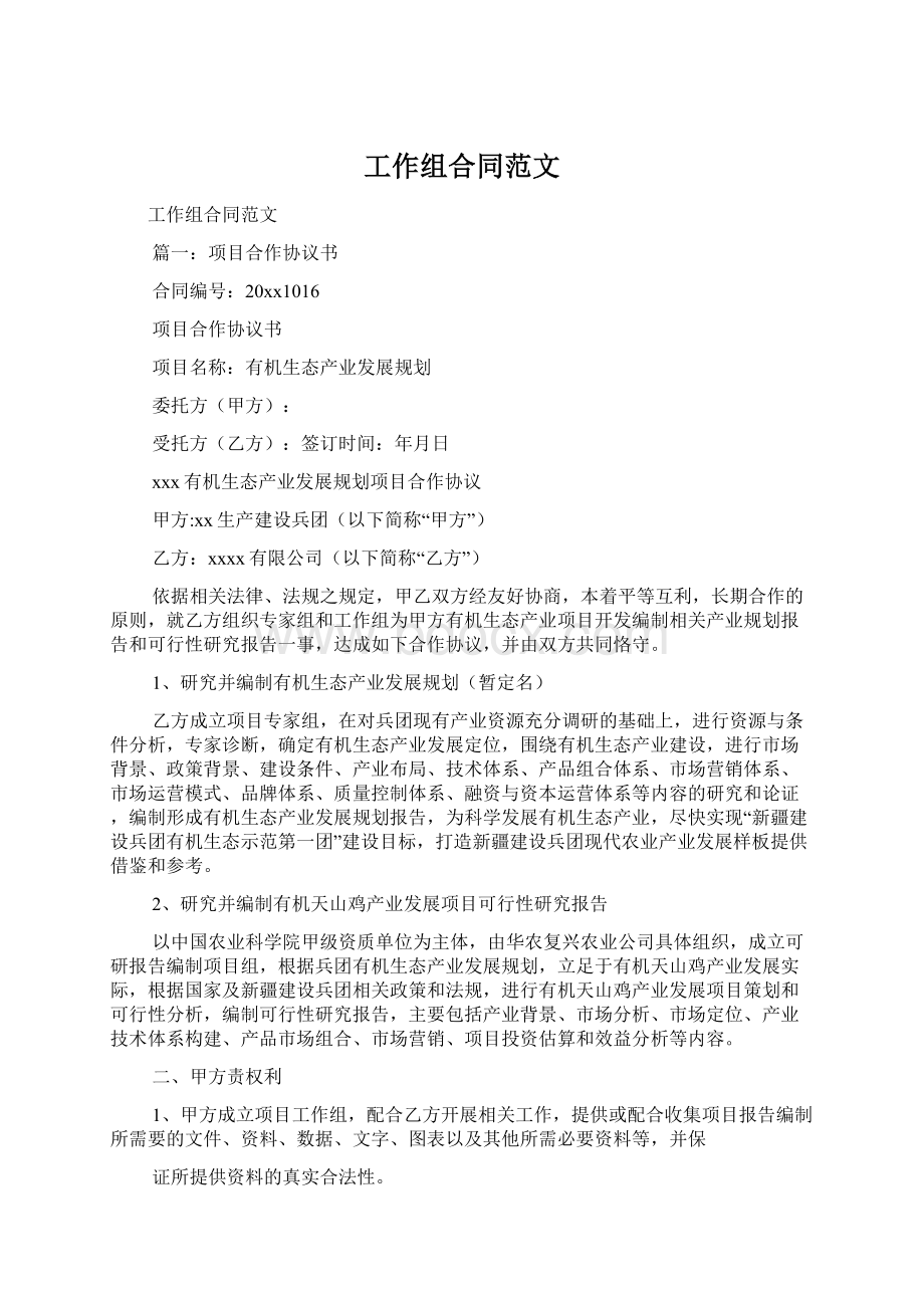 工作组合同范文Word格式文档下载.docx