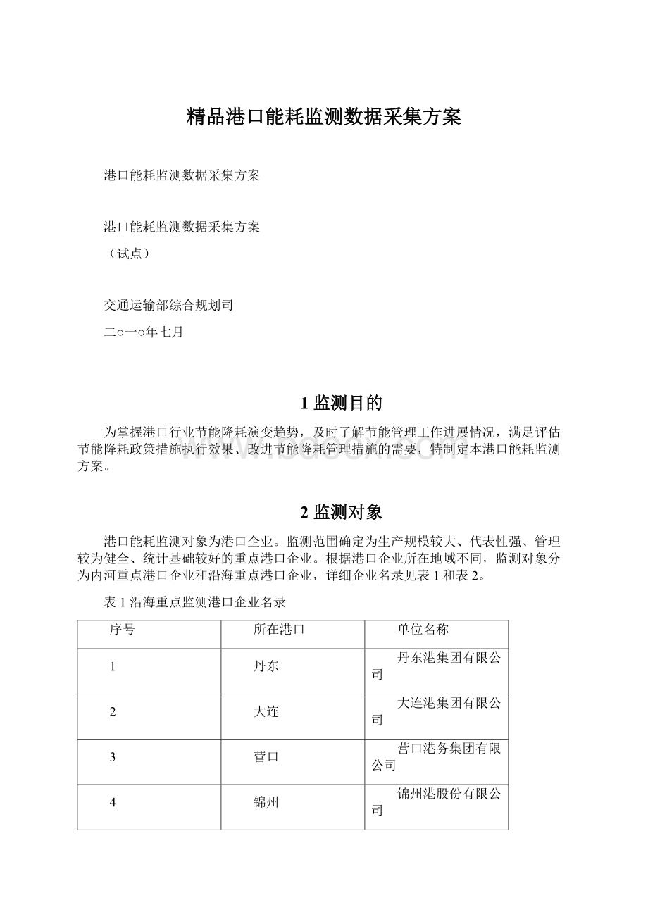 精品港口能耗监测数据采集方案.docx_第1页