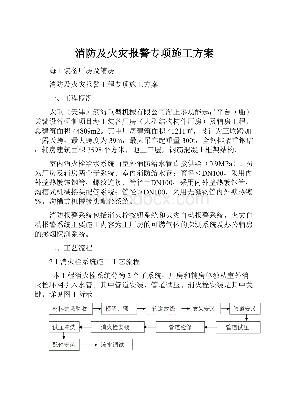 消防及火灾报警专项施工方案Word格式文档下载.docx