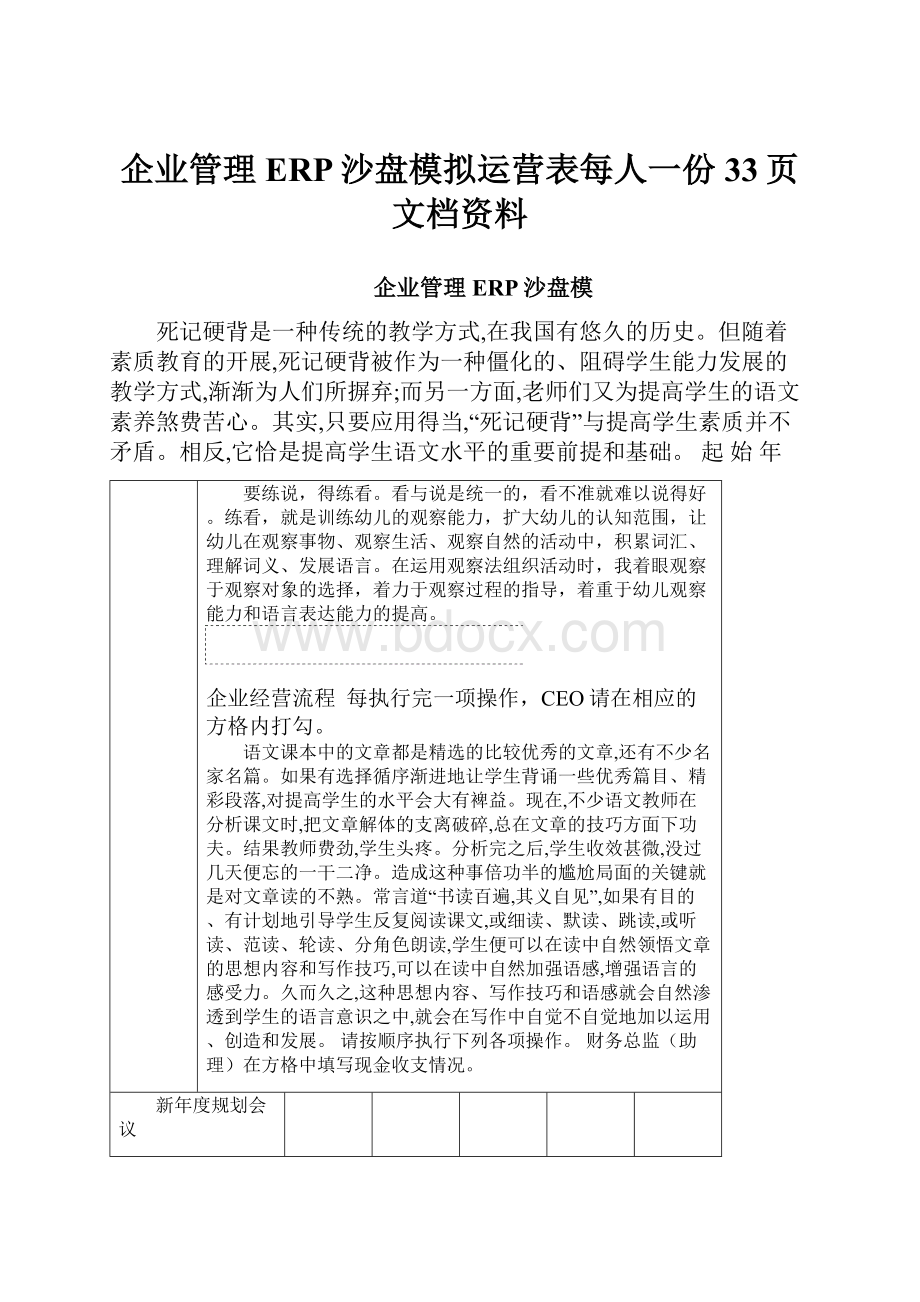 企业管理ERP沙盘模拟运营表每人一份33页文档资料.docx_第1页