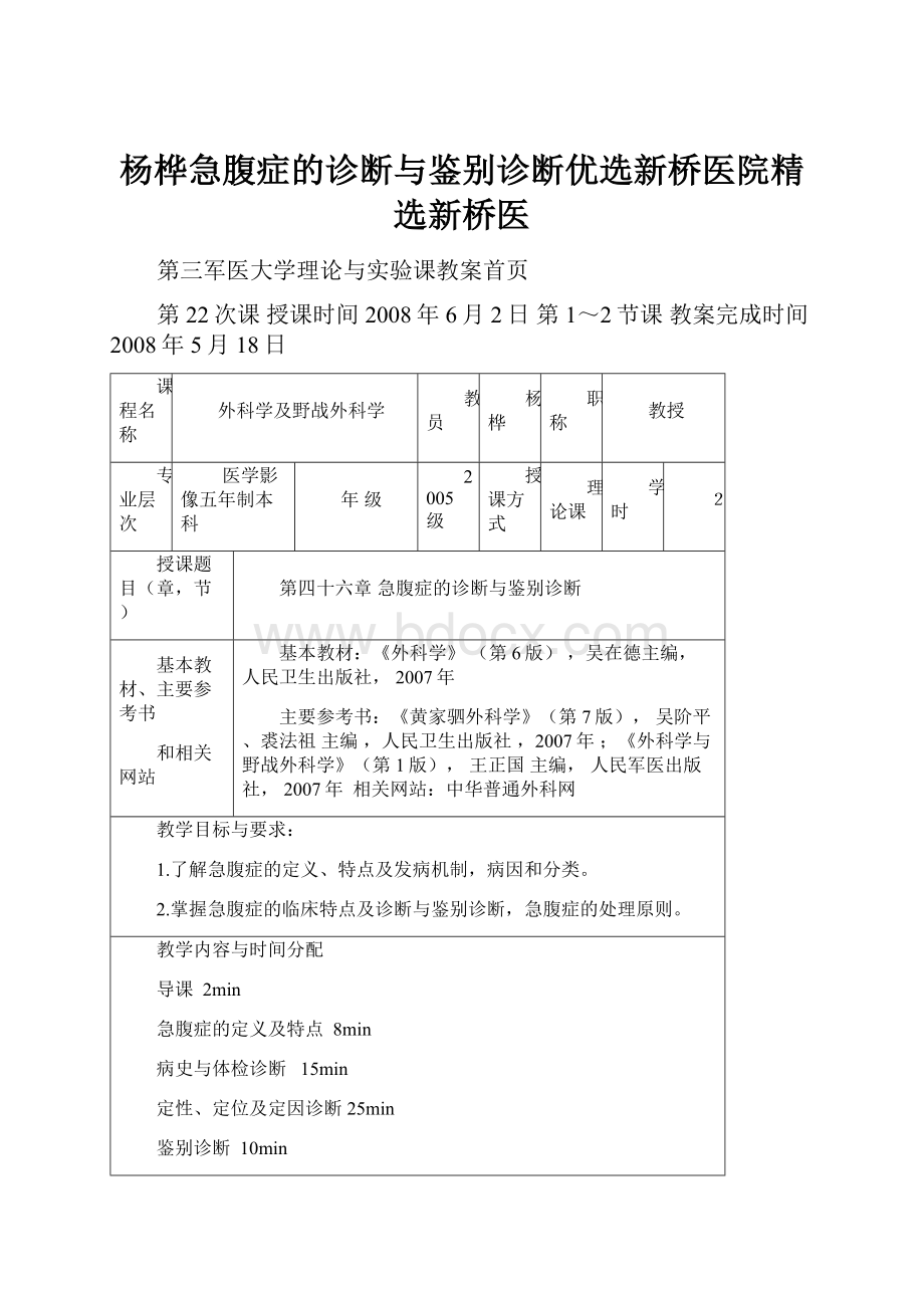 杨桦急腹症的诊断与鉴别诊断优选新桥医院精选新桥医.docx_第1页