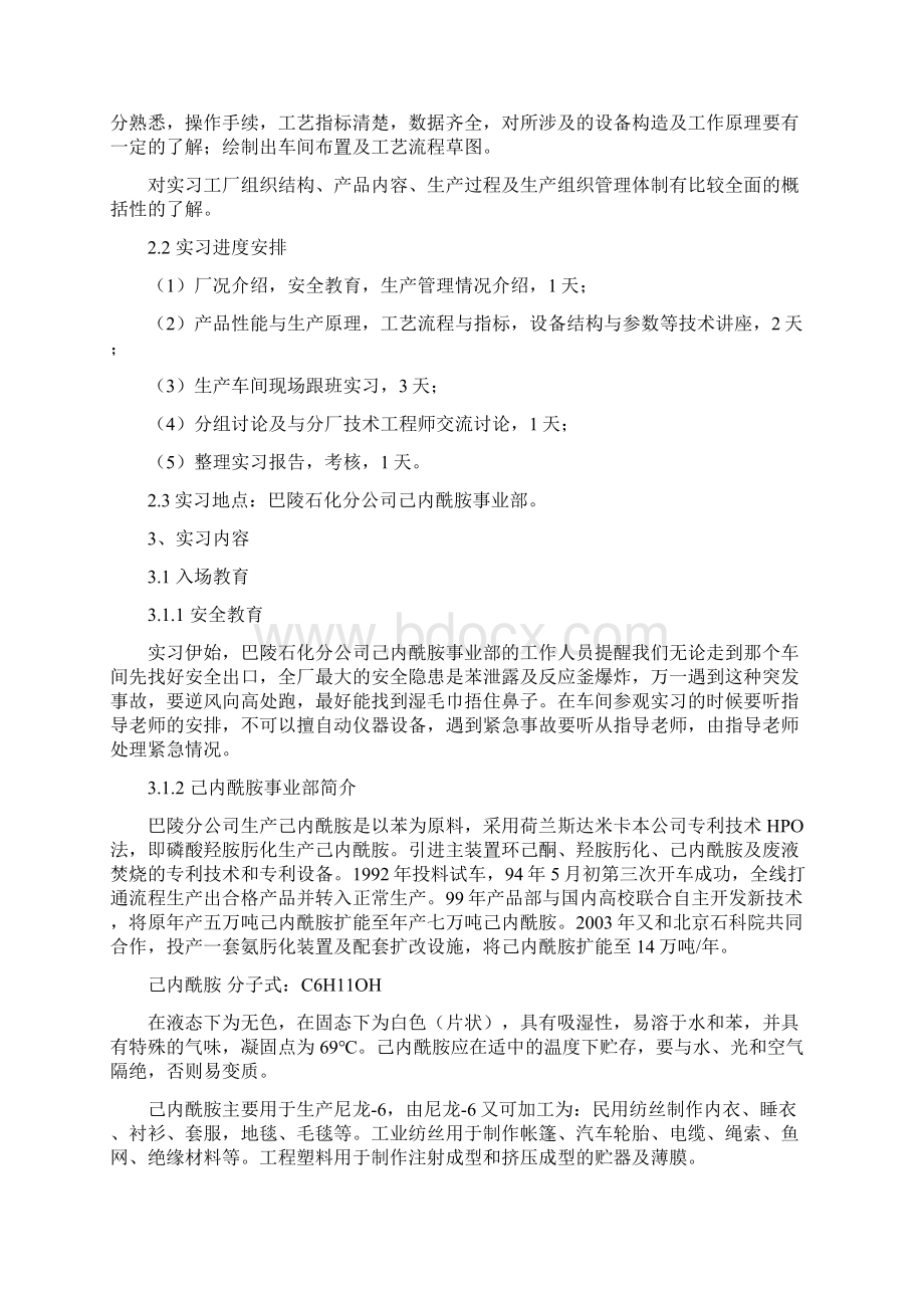 工艺技术己内酰胺合成工艺实习报告.docx_第2页