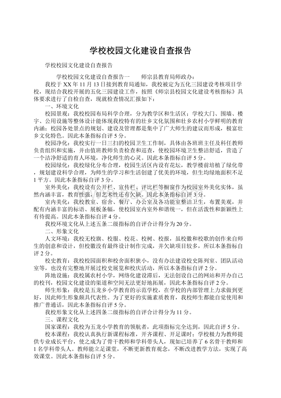 学校校园文化建设自查报告.docx