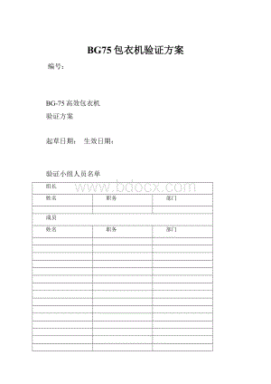 BG75包衣机验证方案Word格式.docx