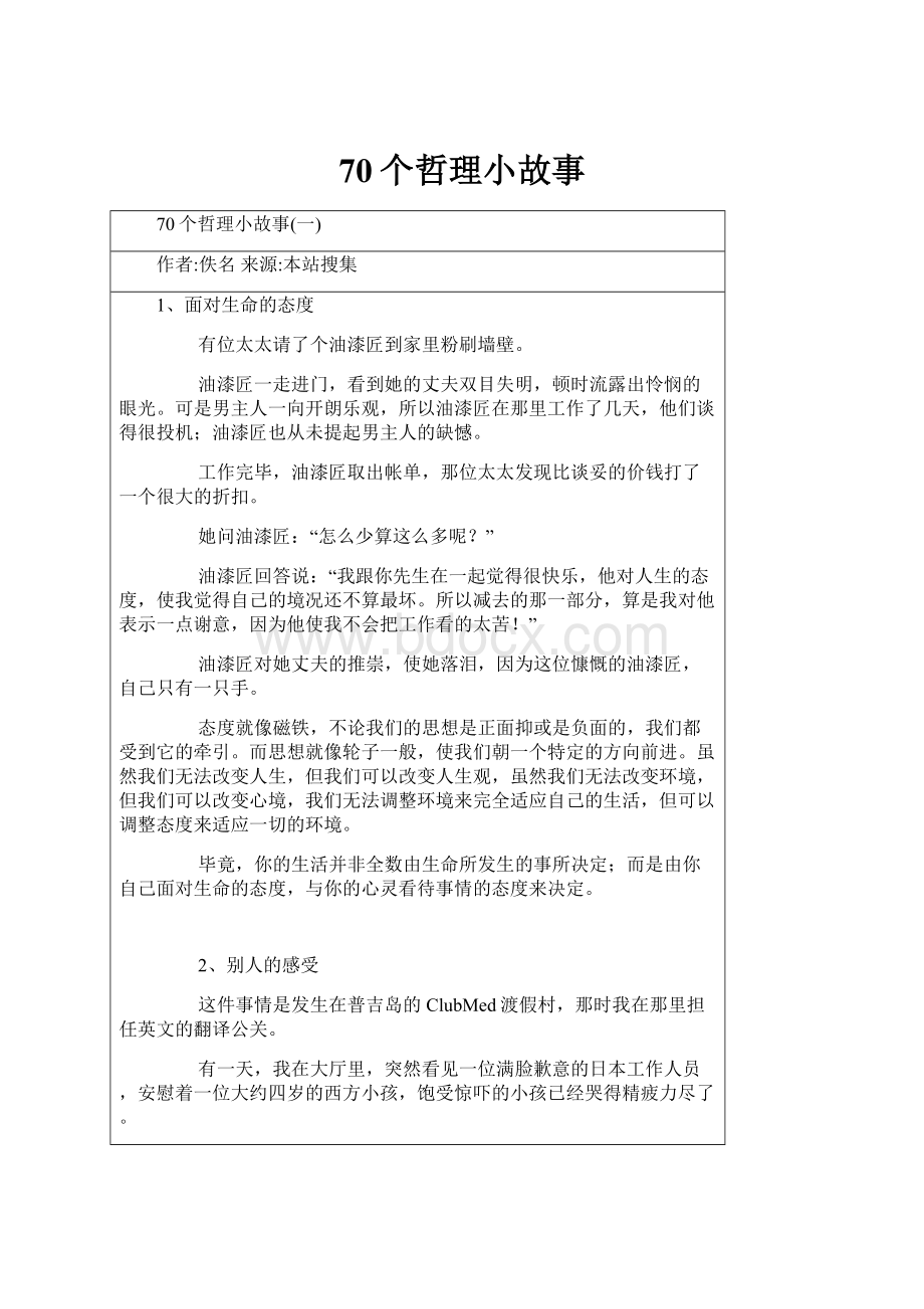 70个哲理小故事Word下载.docx