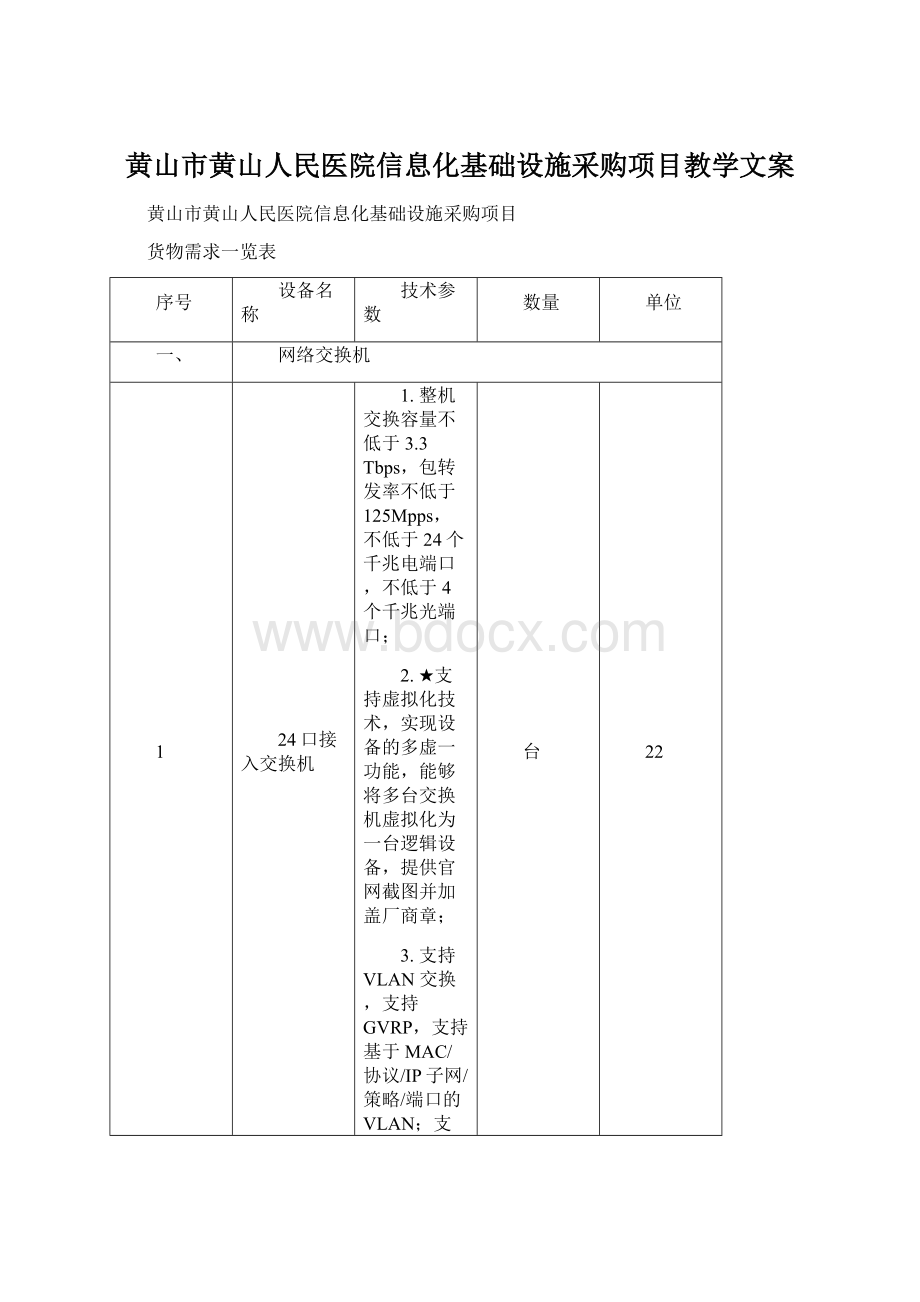 黄山市黄山人民医院信息化基础设施采购项目教学文案.docx