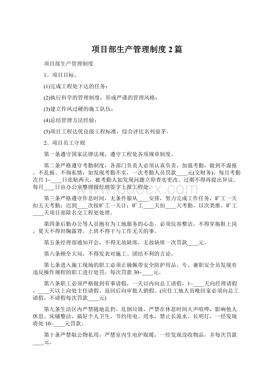 项目部生产管理制度2篇.docx