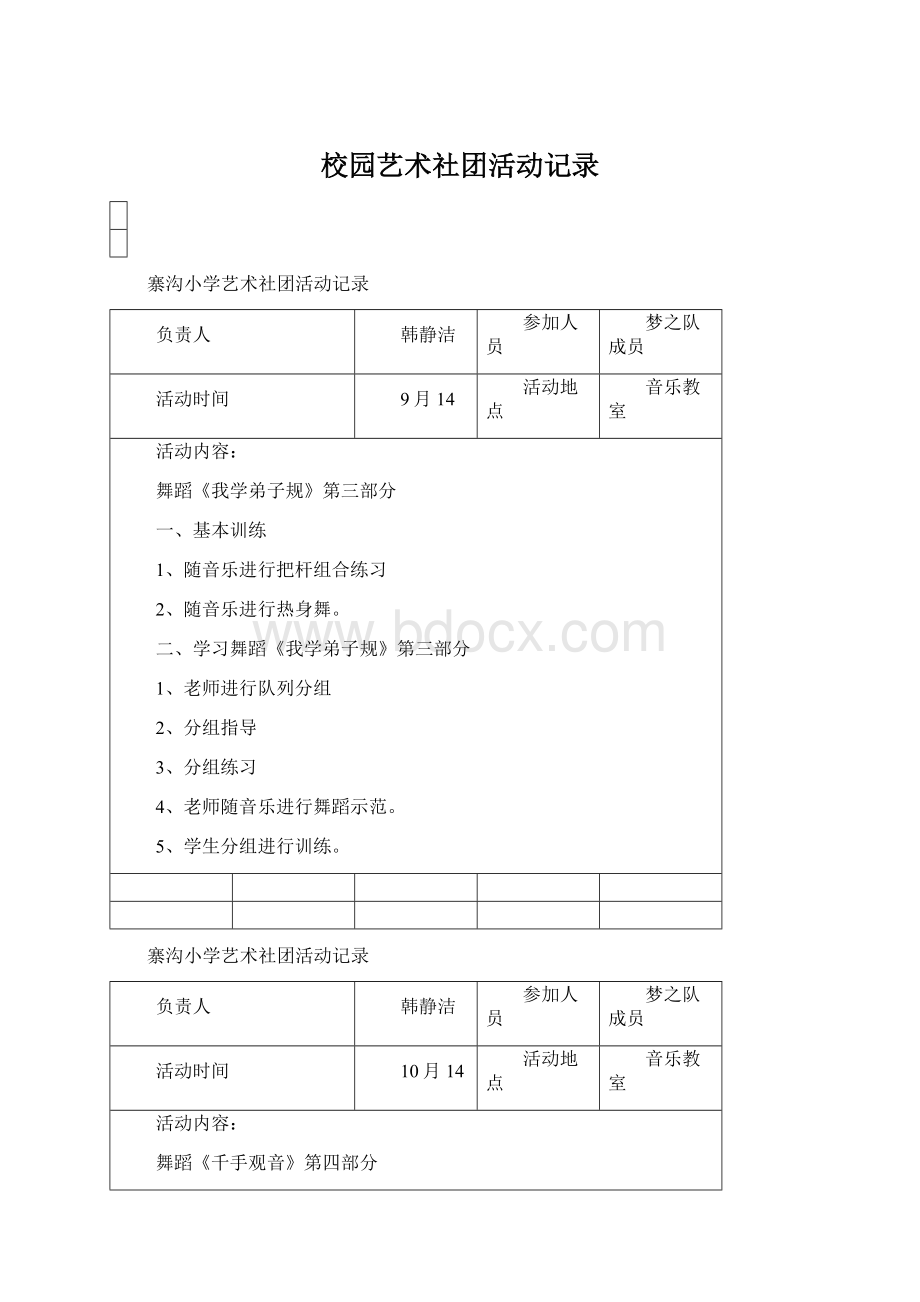 校园艺术社团活动记录.docx_第1页