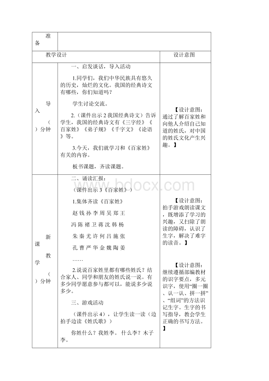 部编版一年级语文下册识字2 姓氏歌教案作业设计及答案+教学设计+学案Word文件下载.docx_第2页