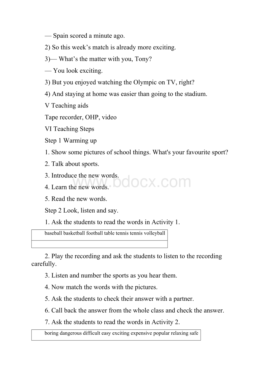 外研版八年级上册新英语教案Module 3 Sports 教案.docx_第3页