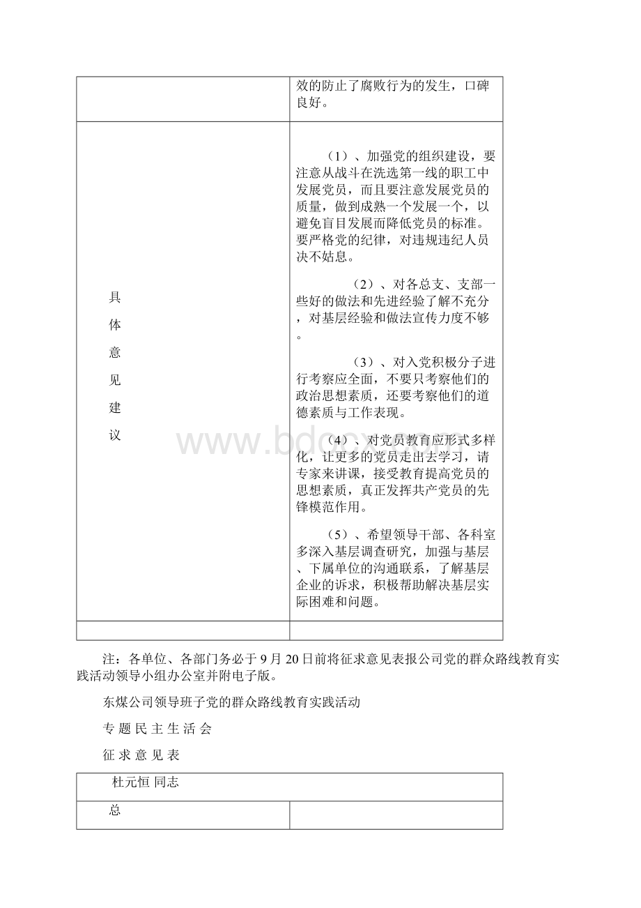 民主生活会征求意见表人力资源部Word格式.docx_第2页