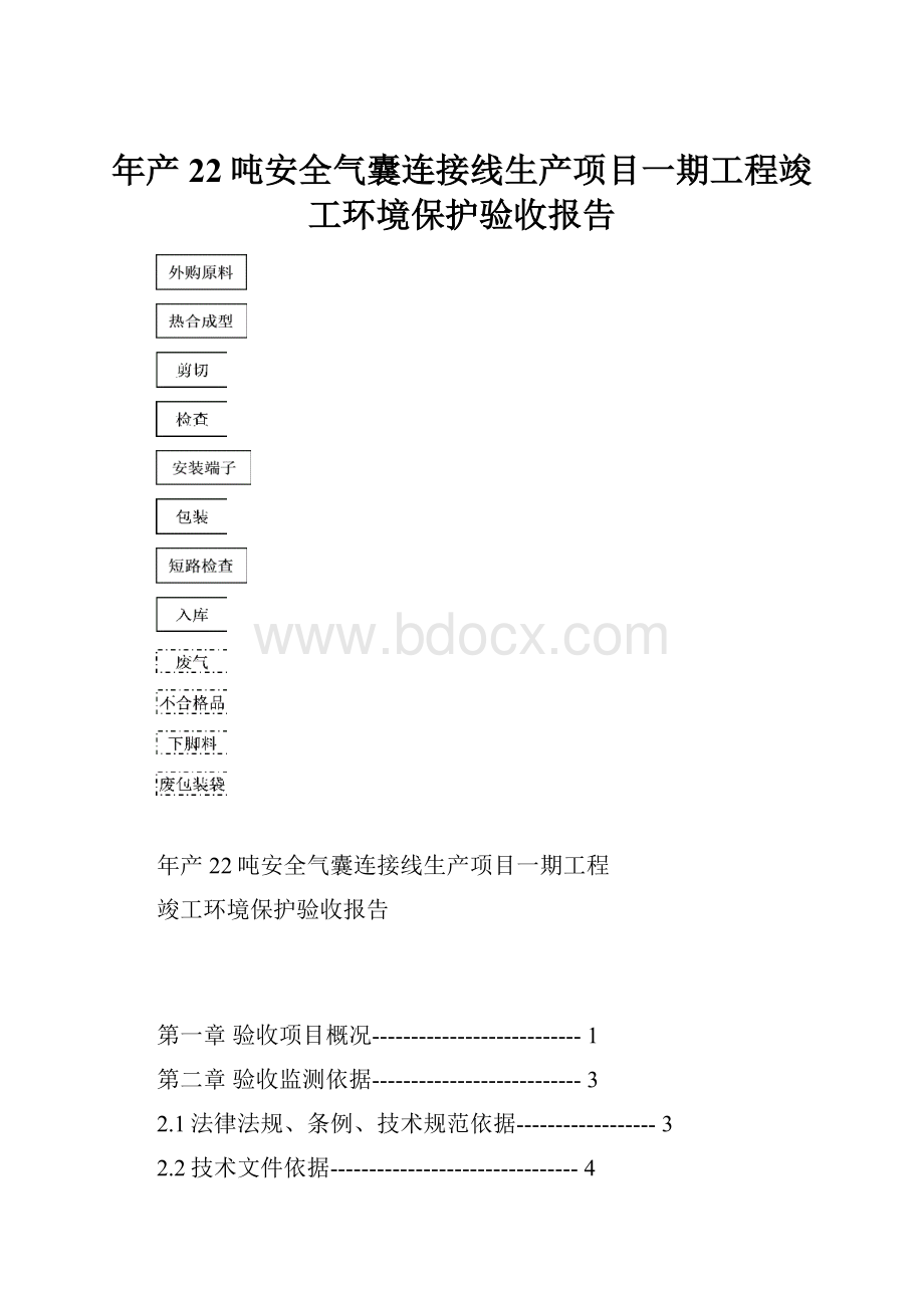 年产22吨安全气囊连接线生产项目一期工程竣工环境保护验收报告Word格式文档下载.docx