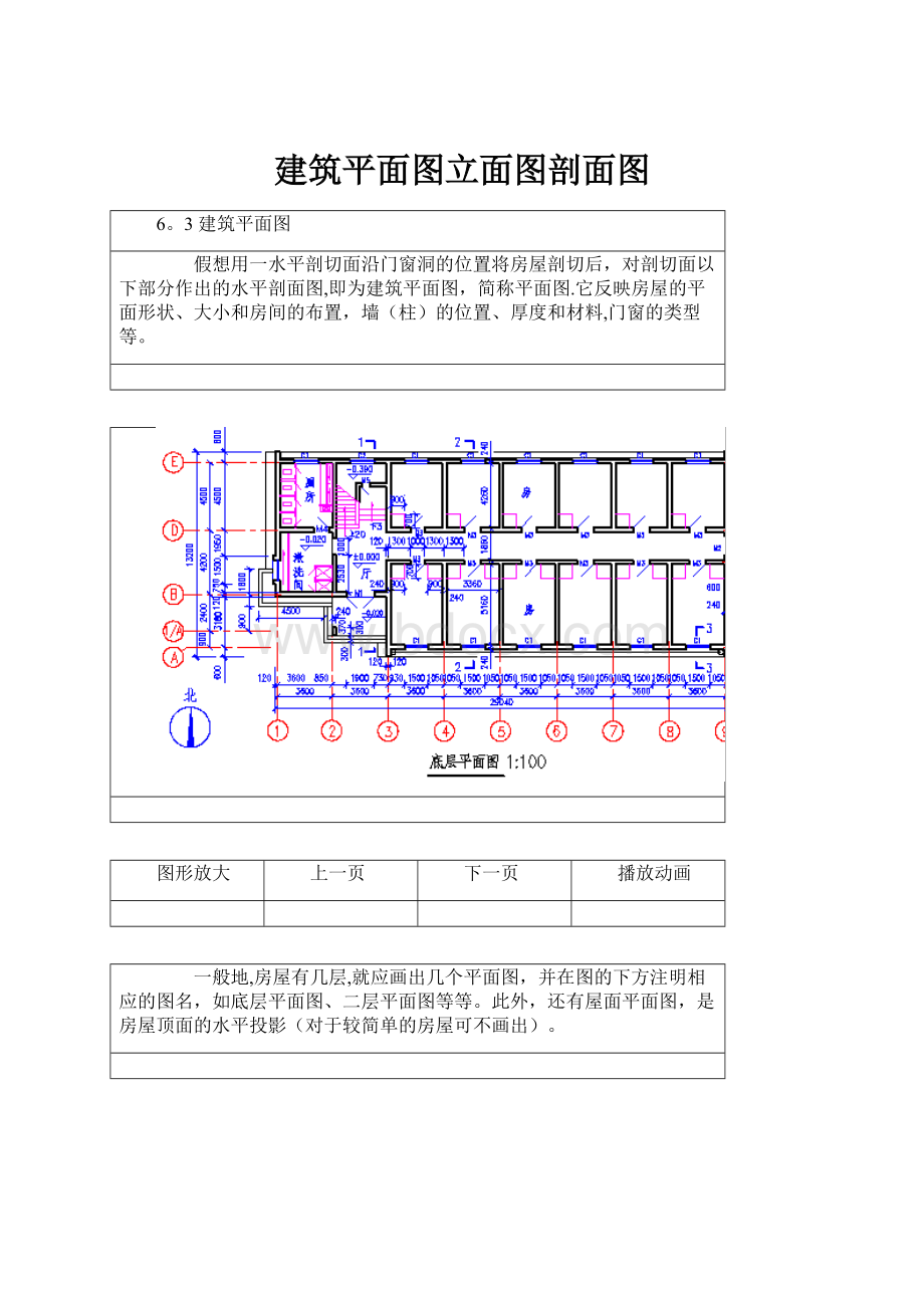 建筑平面图立面图剖面图Word下载.docx