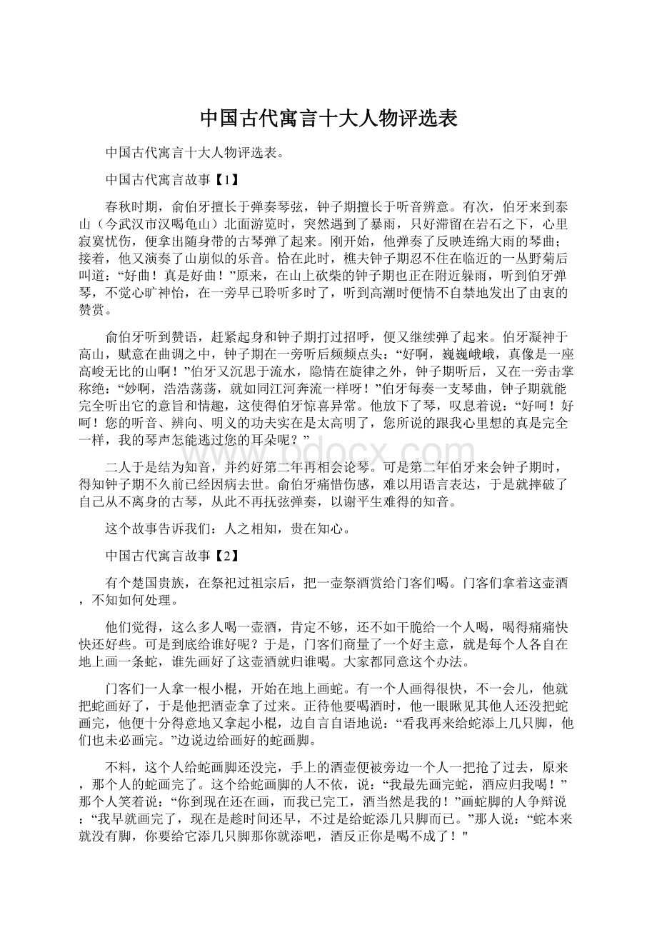 中国古代寓言十大人物评选表Word下载.docx_第1页